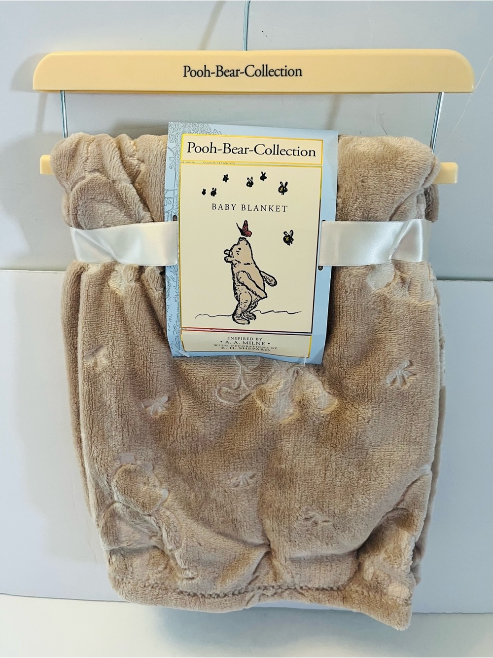 Winnie the Pooh Bear Collection Embossed Baby Blanket Pooh with Teddy Bears
